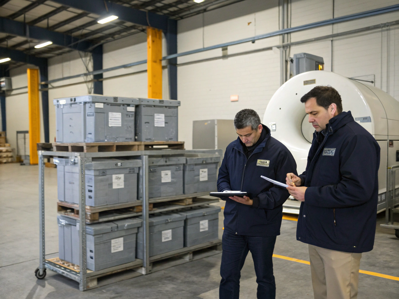 Wildlife control team inspecting a commercial building exterior