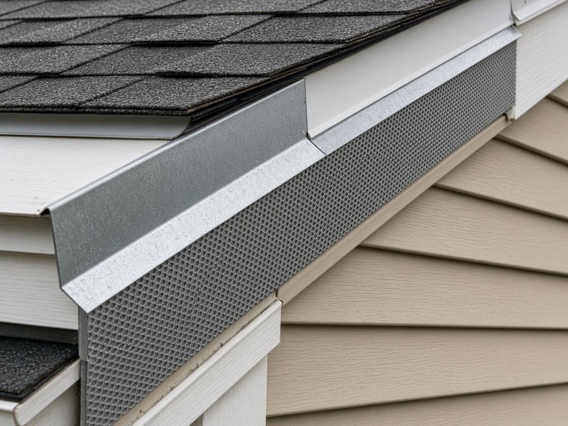 Sealed gap where a roof meets the wall