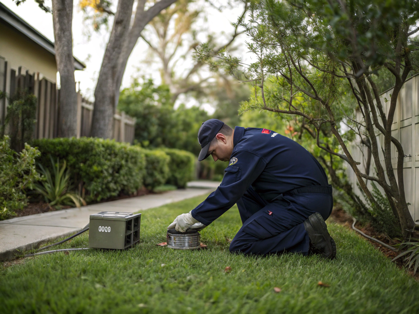 Professional humane wildlife trap set in a secure location